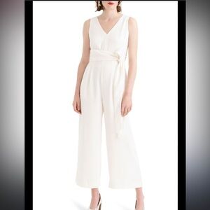 J.Crew 365 Wrap-tie Jumpsuit in Stretch Poplin White Sz 4